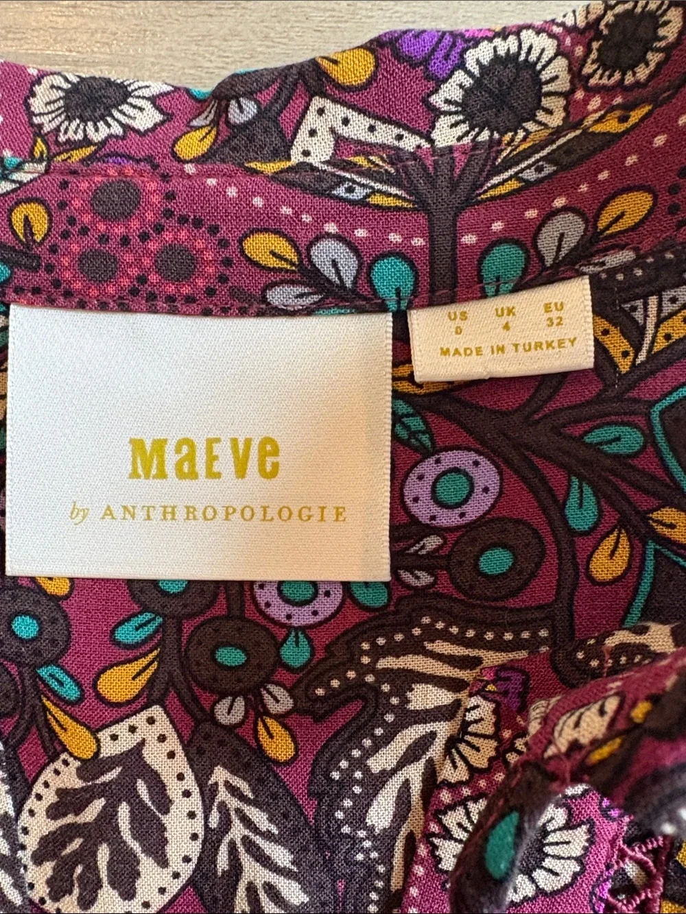 MAEVE Anthropologie Plum Floral Ruffle-Hem Button Blouse Size Small - Picture 2 of 9